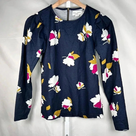 2/$30 Holly Whyte by Lindex Latvia Size XS Bow Floral Top Office Brunch - Picture 4 of 13